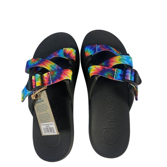 NWT Chaco dark tie dye Chillos Slide Sandal Women's 10 Water Shoe New w/ box - Picture 3 of 11